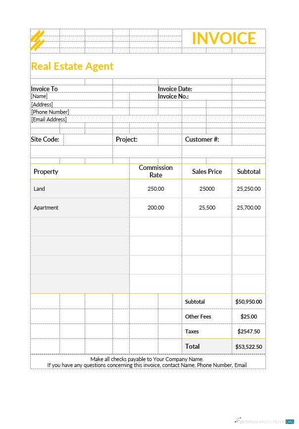 Download Real Estate Agent Invoice Photoshop template